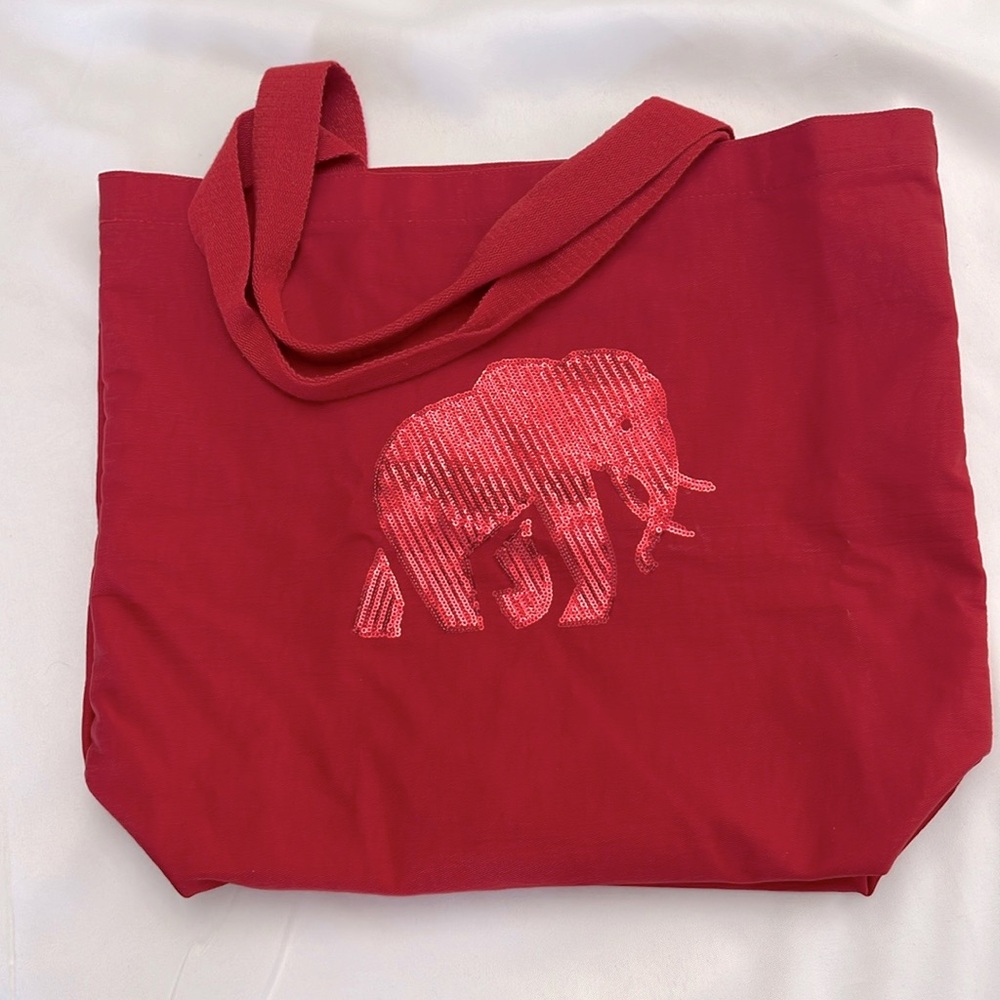 🐘 Banana Republic Sequins Lucky Red Elephant Nylon Tote Bag,